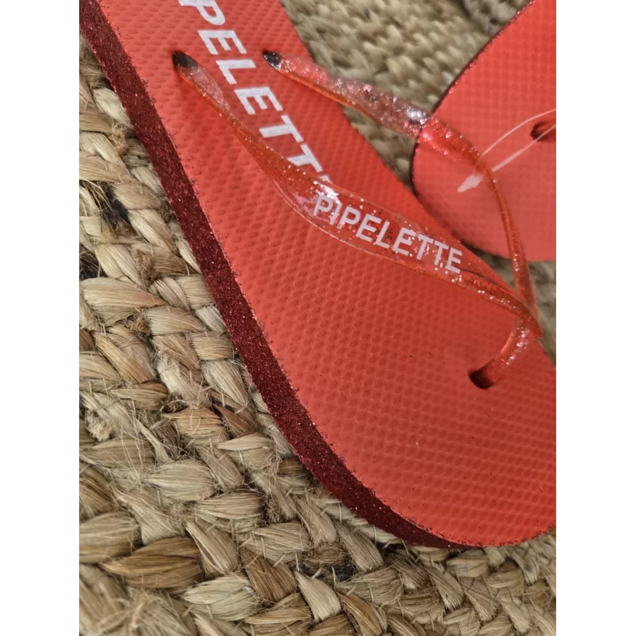 Tongs à paillettes Pipelette rouge