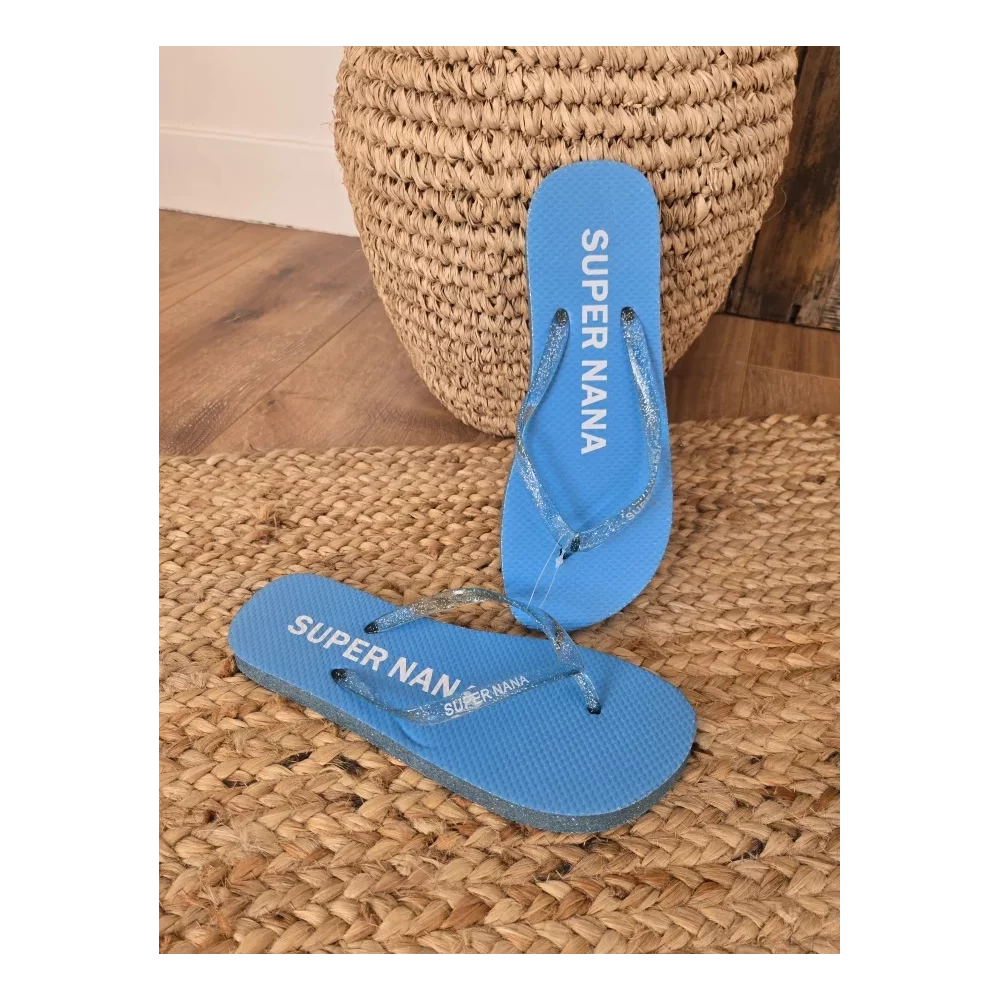 Tongs à paillettes Super Nana bleu