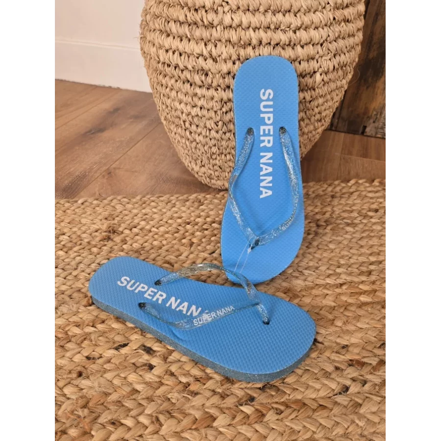 Tongs à paillettes Super Nana bleu