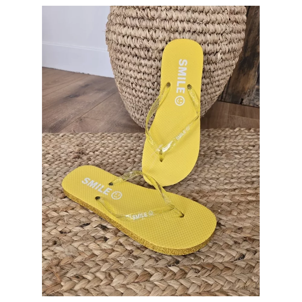 Tongs à paillettes Smile jaune