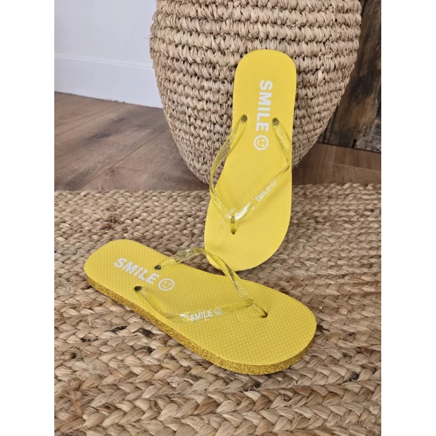 Tongs à paillettes Smile jaune