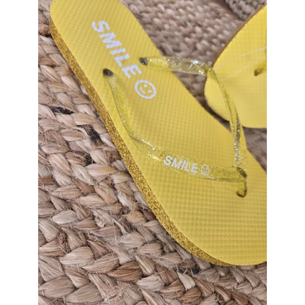 Tongs à paillettes Smile jaune