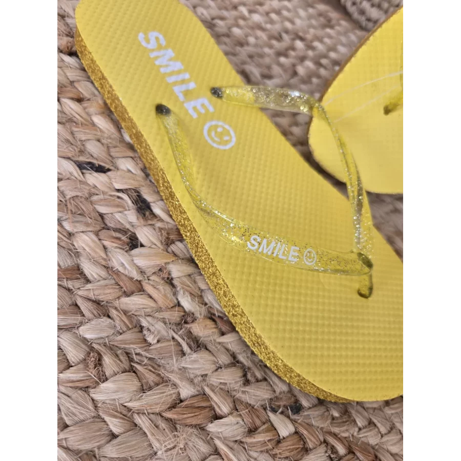 Tongs à paillettes Smile jaune