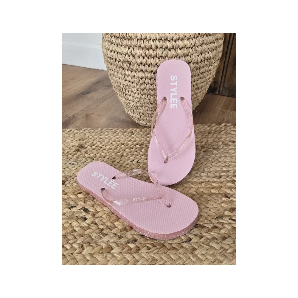 Tongs à paillettes Stylée rose