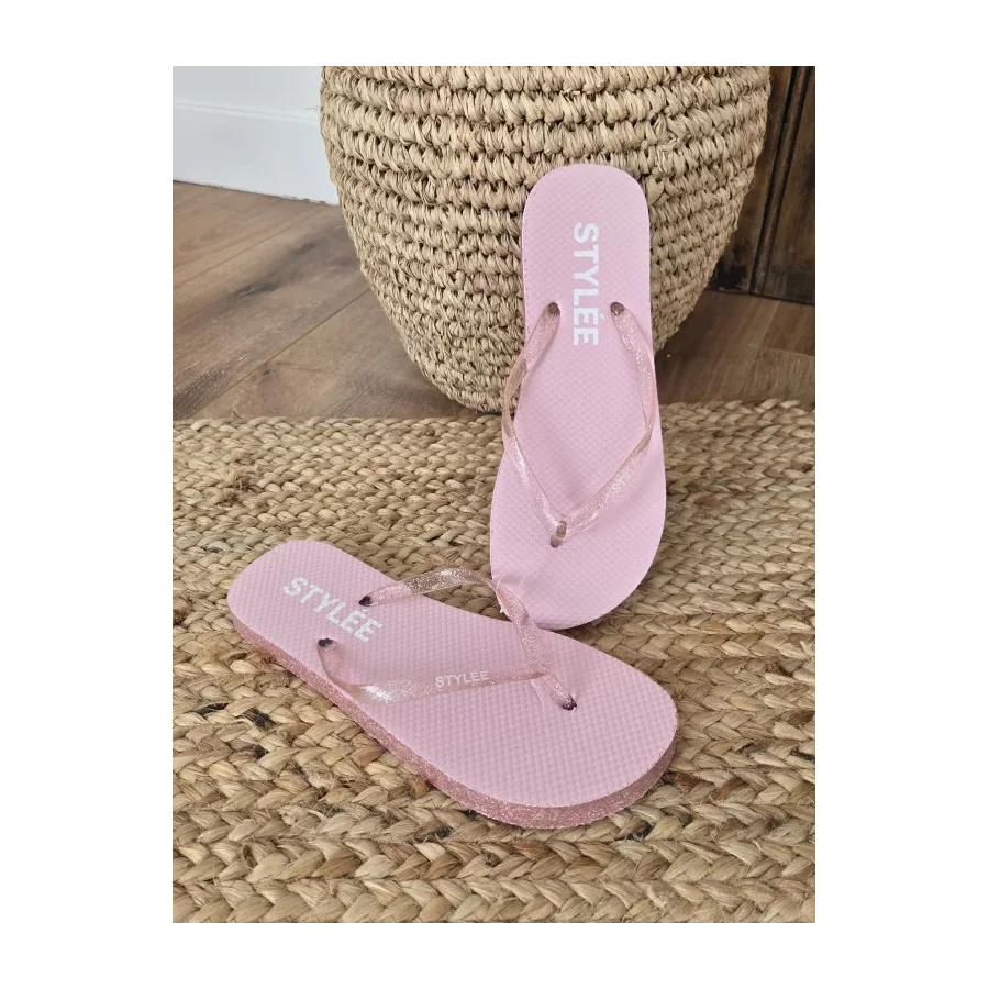 Tongs à paillettes Stylée rose