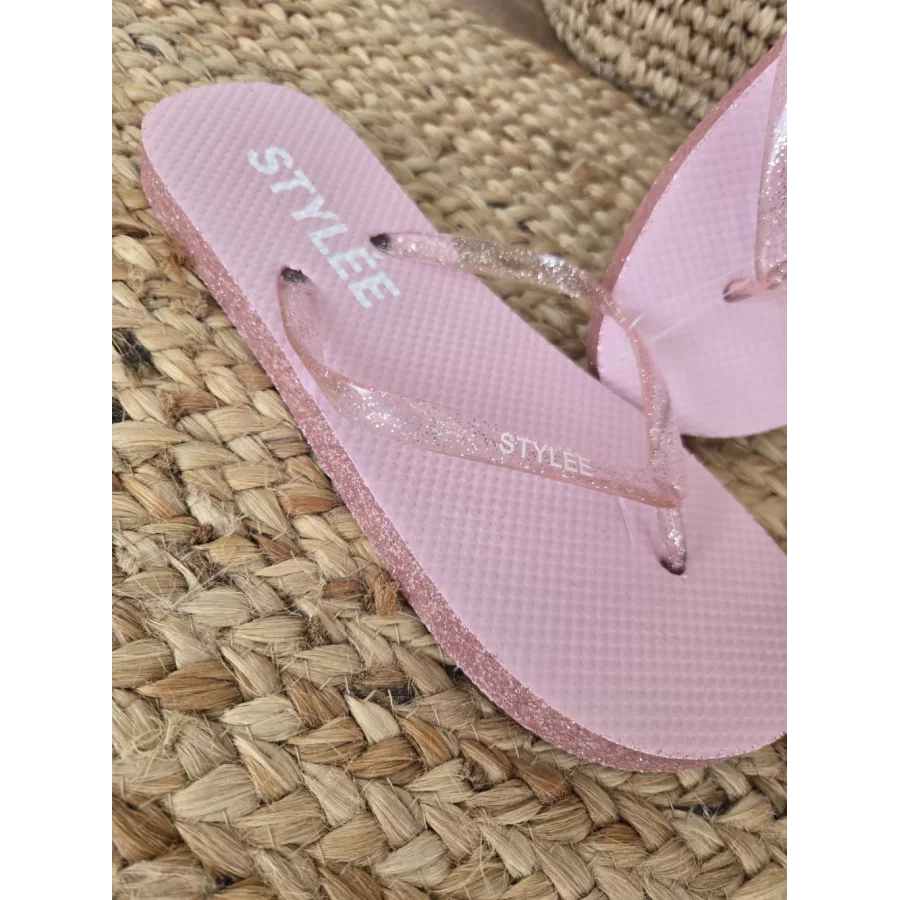 Tongs à paillettes Stylée rose