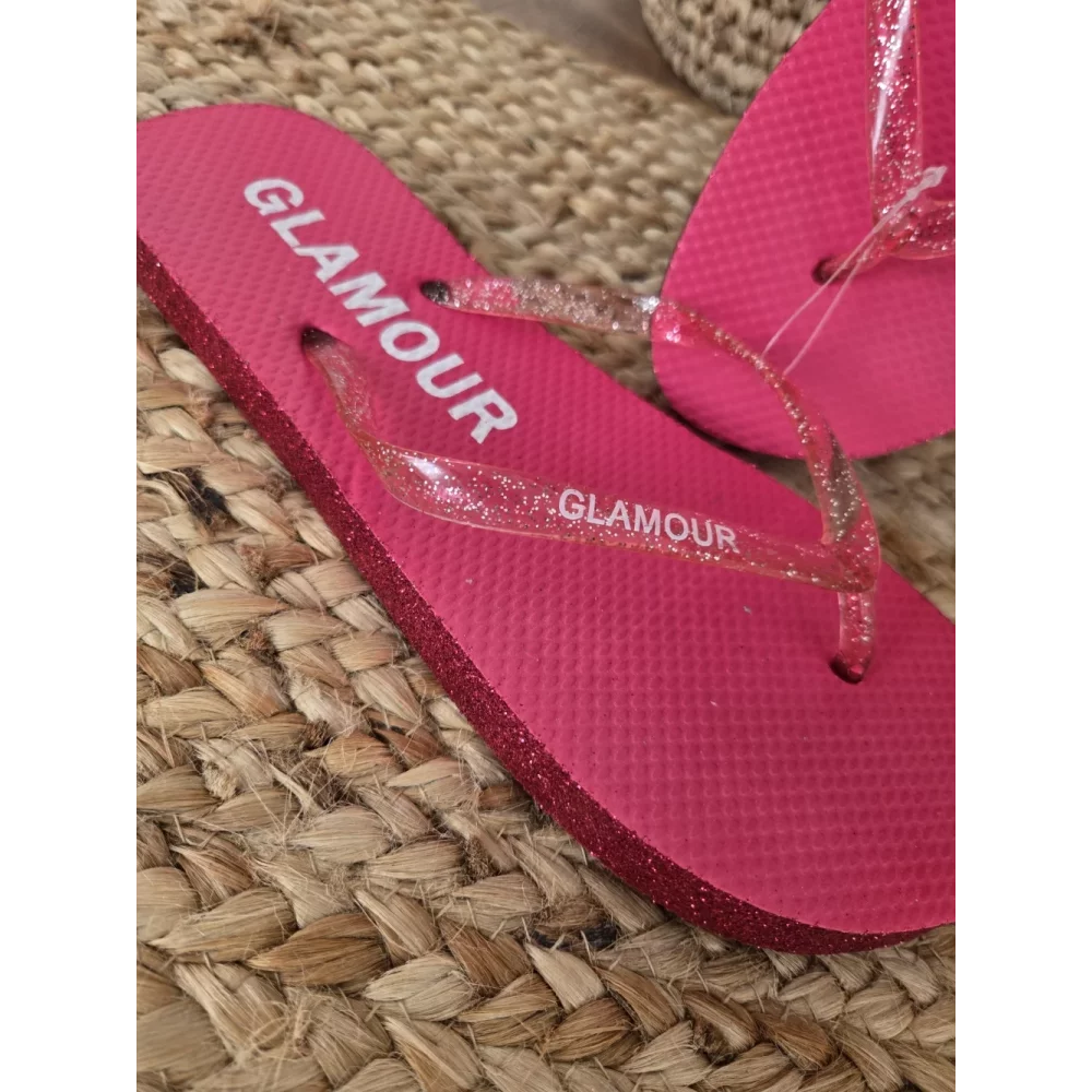 Tongs à paillettes Glamour fuchsia