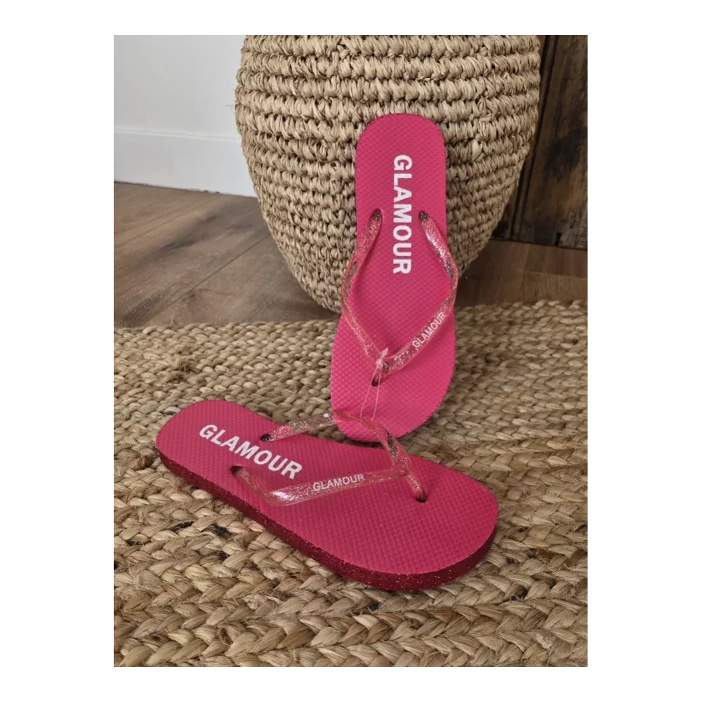 Tongs à paillettes Glamour fuchsia