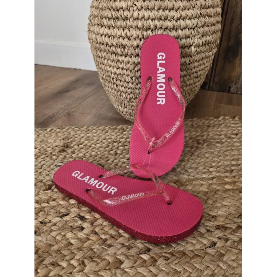 Tongs à paillettes Glamour fuchsia