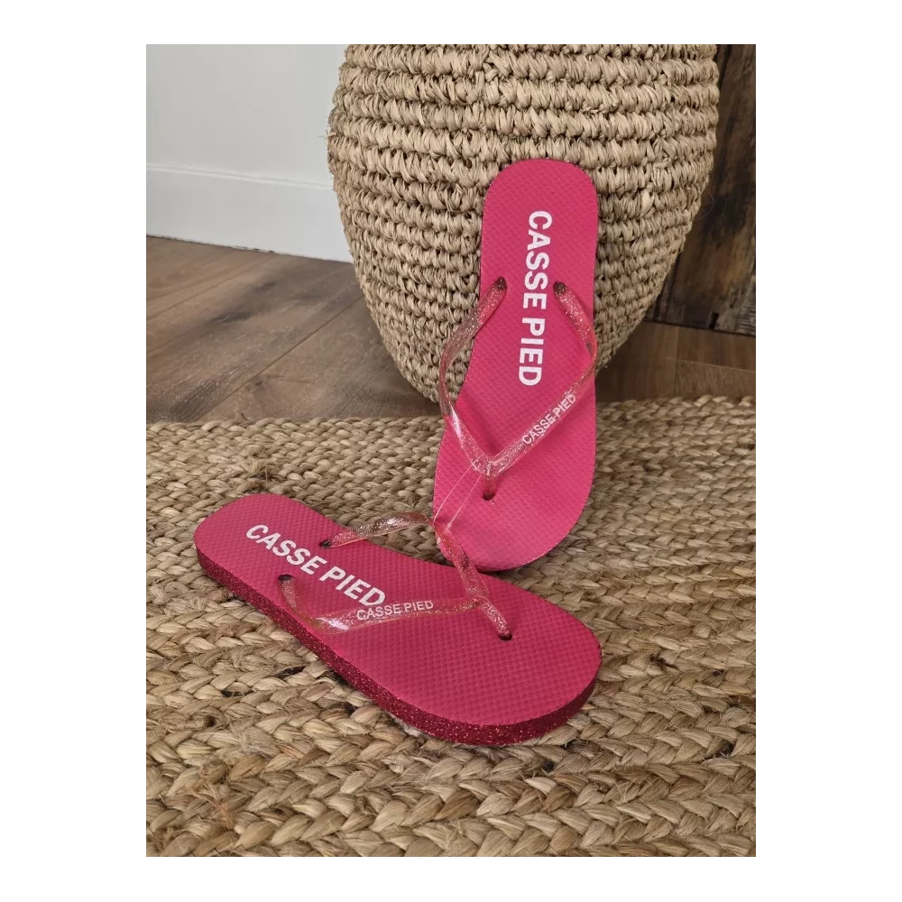 Tongs à paillettes Casse Pied fuchsia