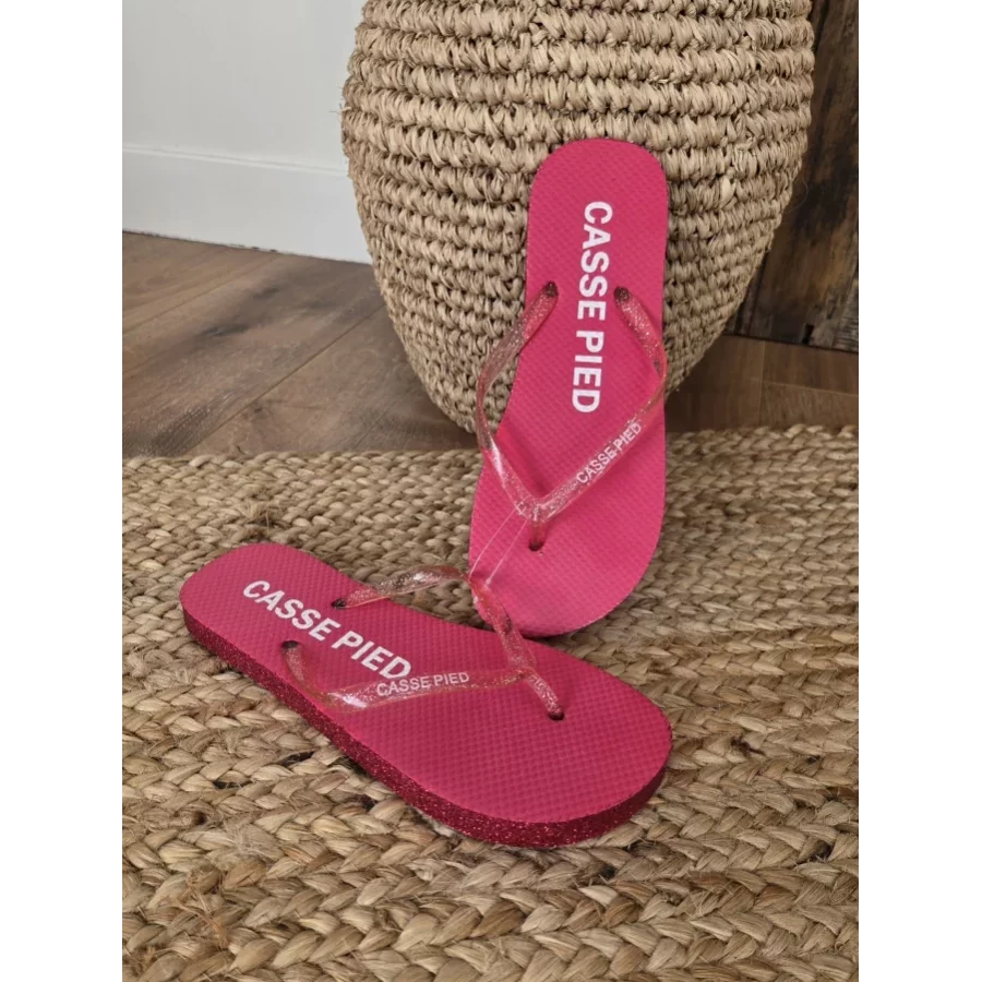 Tongs à paillettes Casse Pied fuchsia