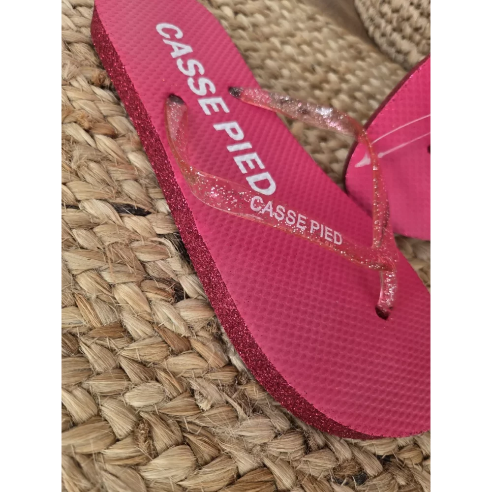 Tongs à paillettes Casse Pied fuchsia