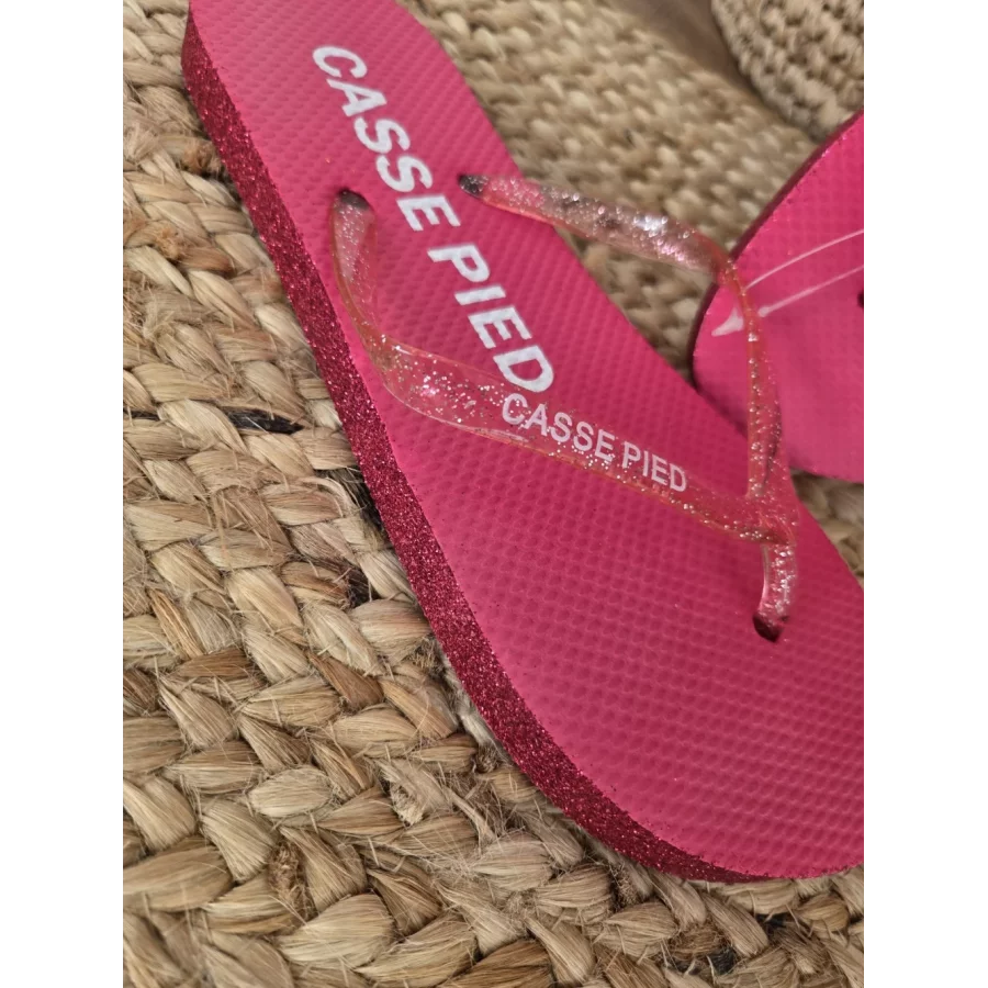 Tongs à paillettes Casse Pied fuchsia