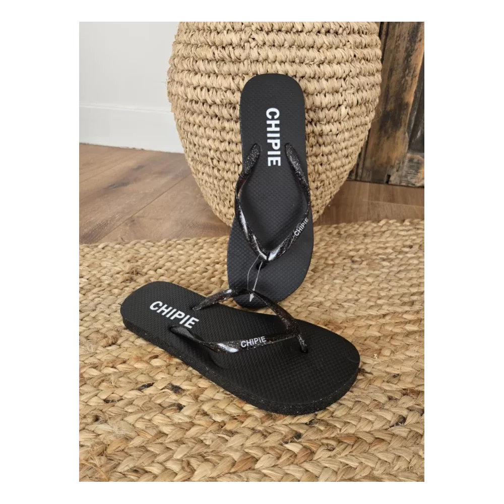 Tongs à paillettes Chipie noir