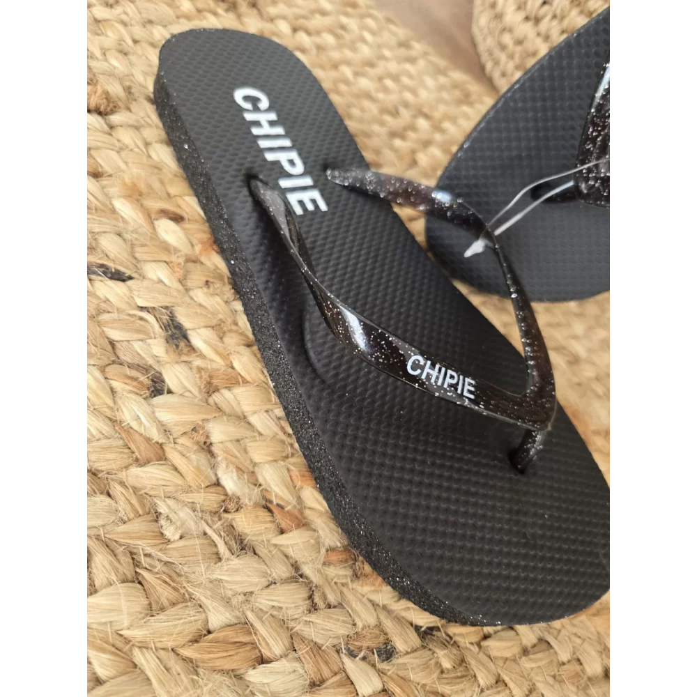 Tongs à paillettes Chipie noir