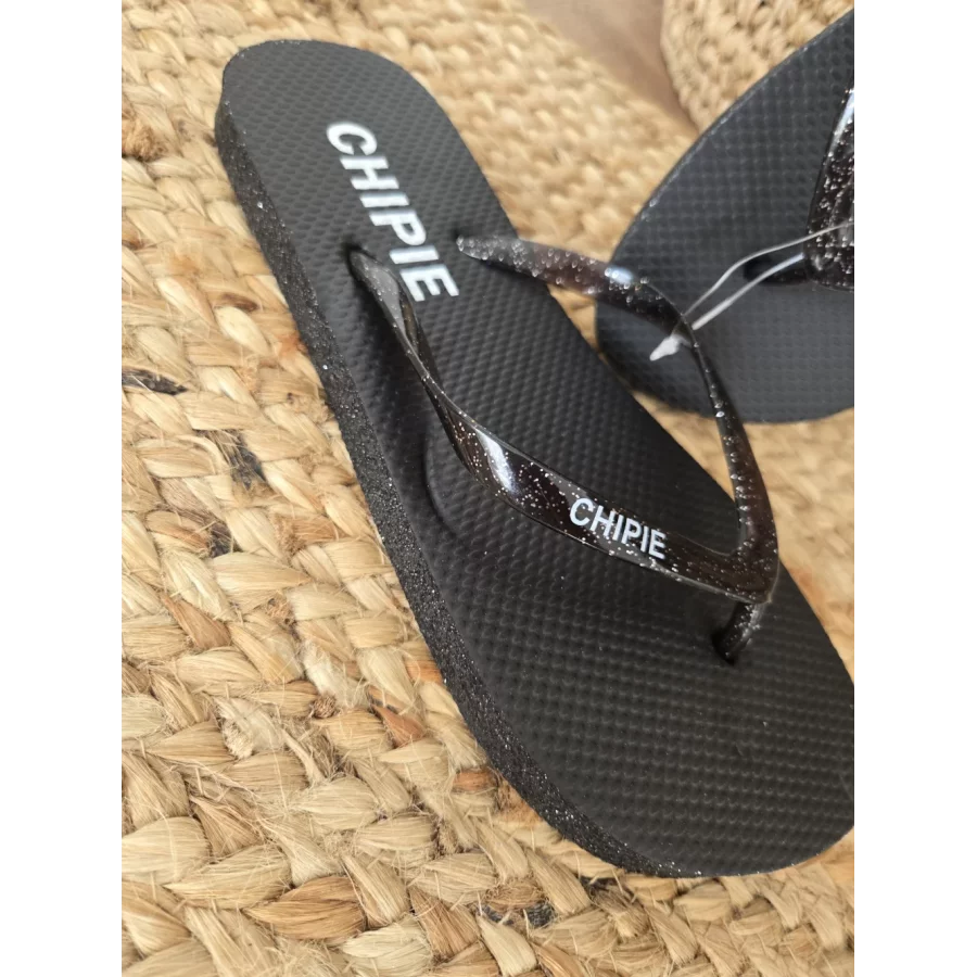 Tongs à paillettes Chipie noir