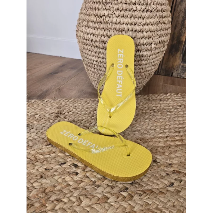 Tongs à paillettes Zero Defaut jaune