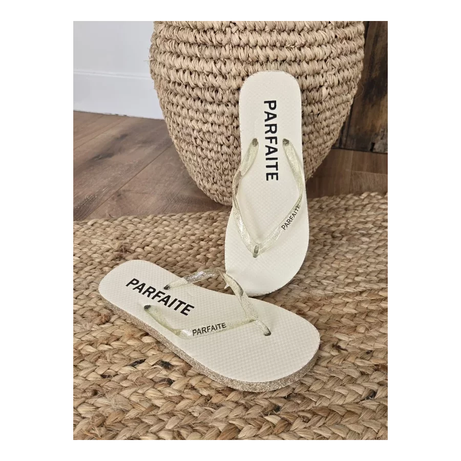 Tongs à paillettes Parfaite beige