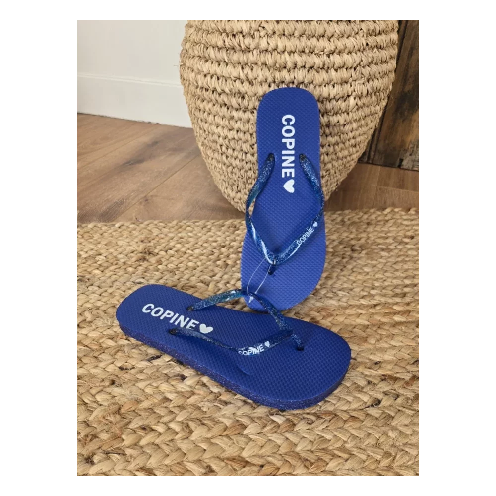 Tongs à paillettes Copine bleu roy