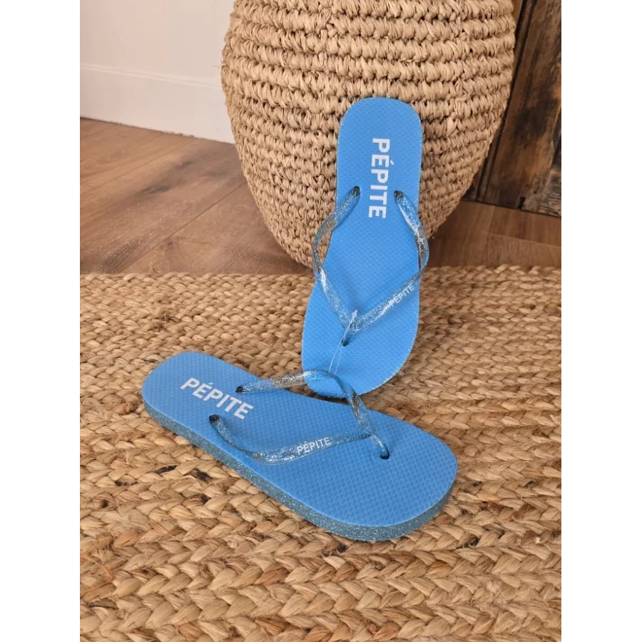 Tongs à paillettes Pepite bleu