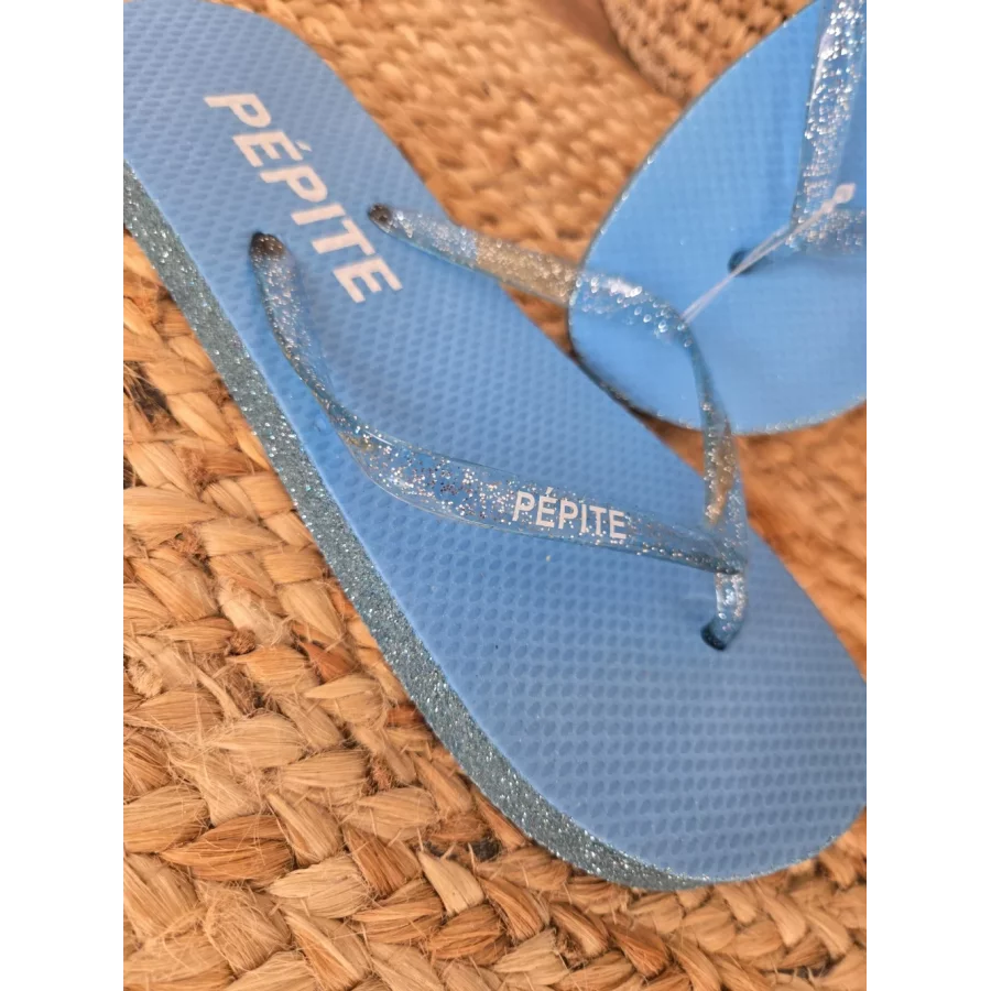 Tongs à paillettes Pepite bleu