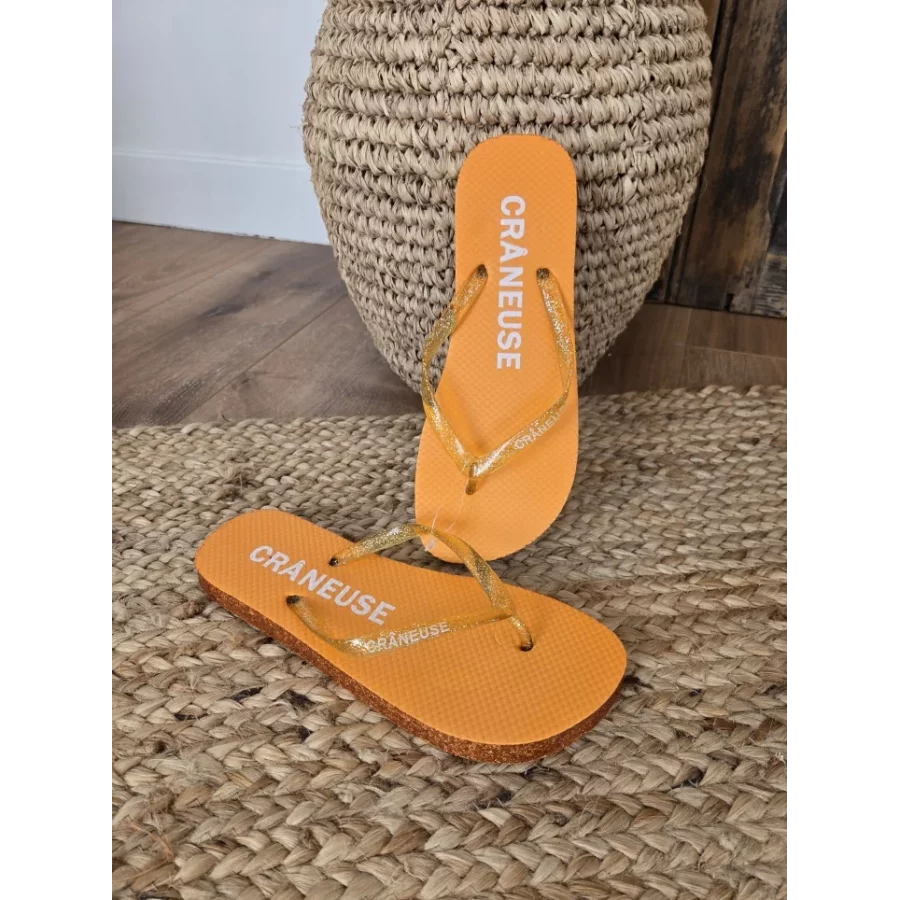 Tongs à paillettes Craneuse orange