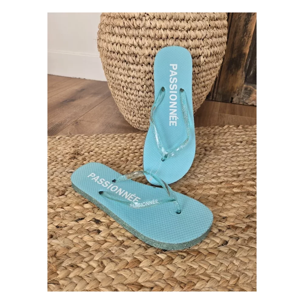 Tongs à paillettes Passionnée bleu