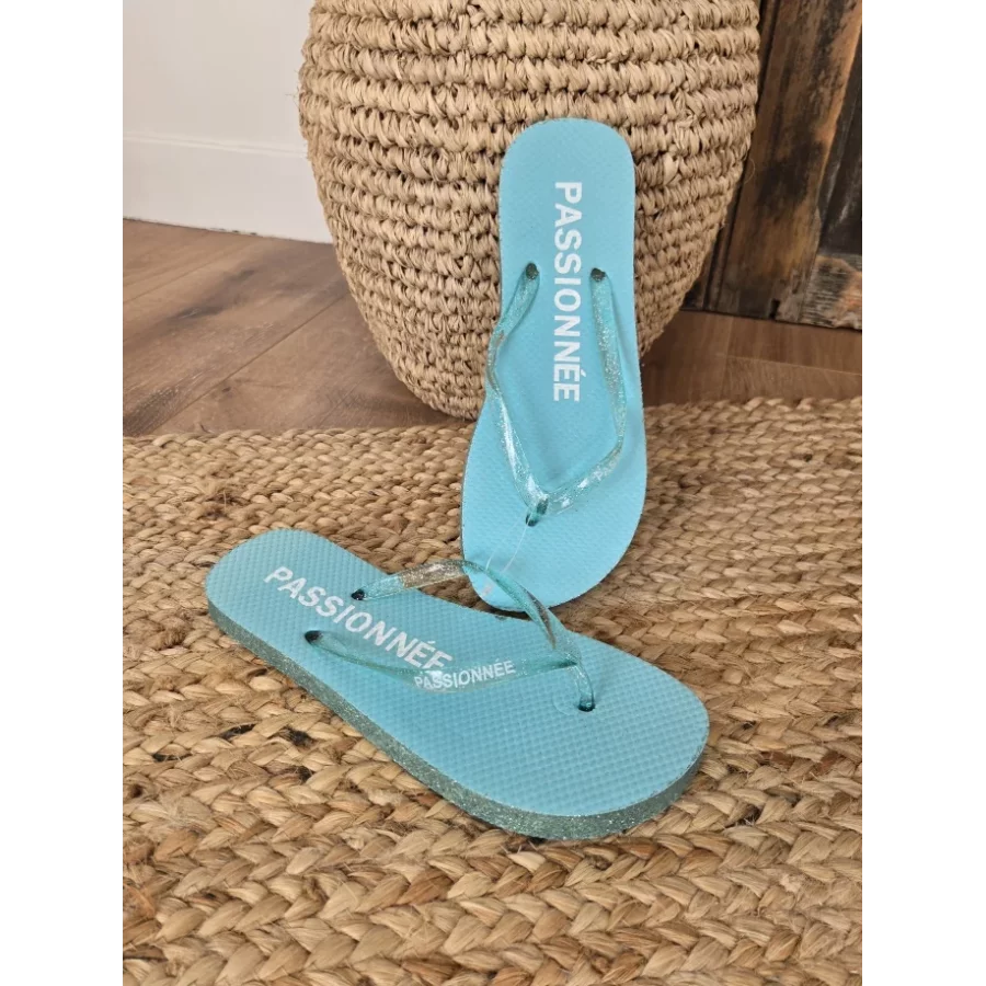 Tongs à paillettes Passionnée bleu