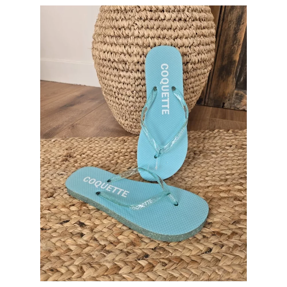 Tongs à paillettes Coquette bleu