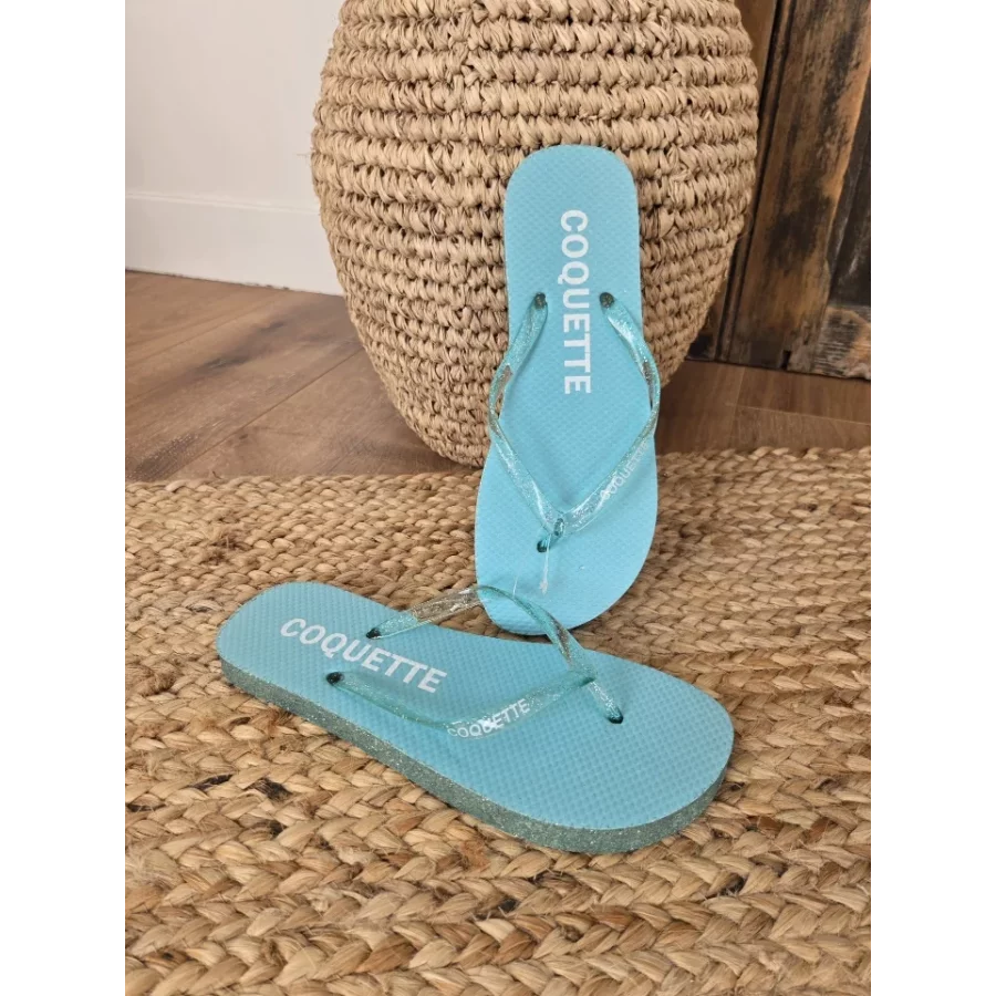 Tongs à paillettes Coquette bleu