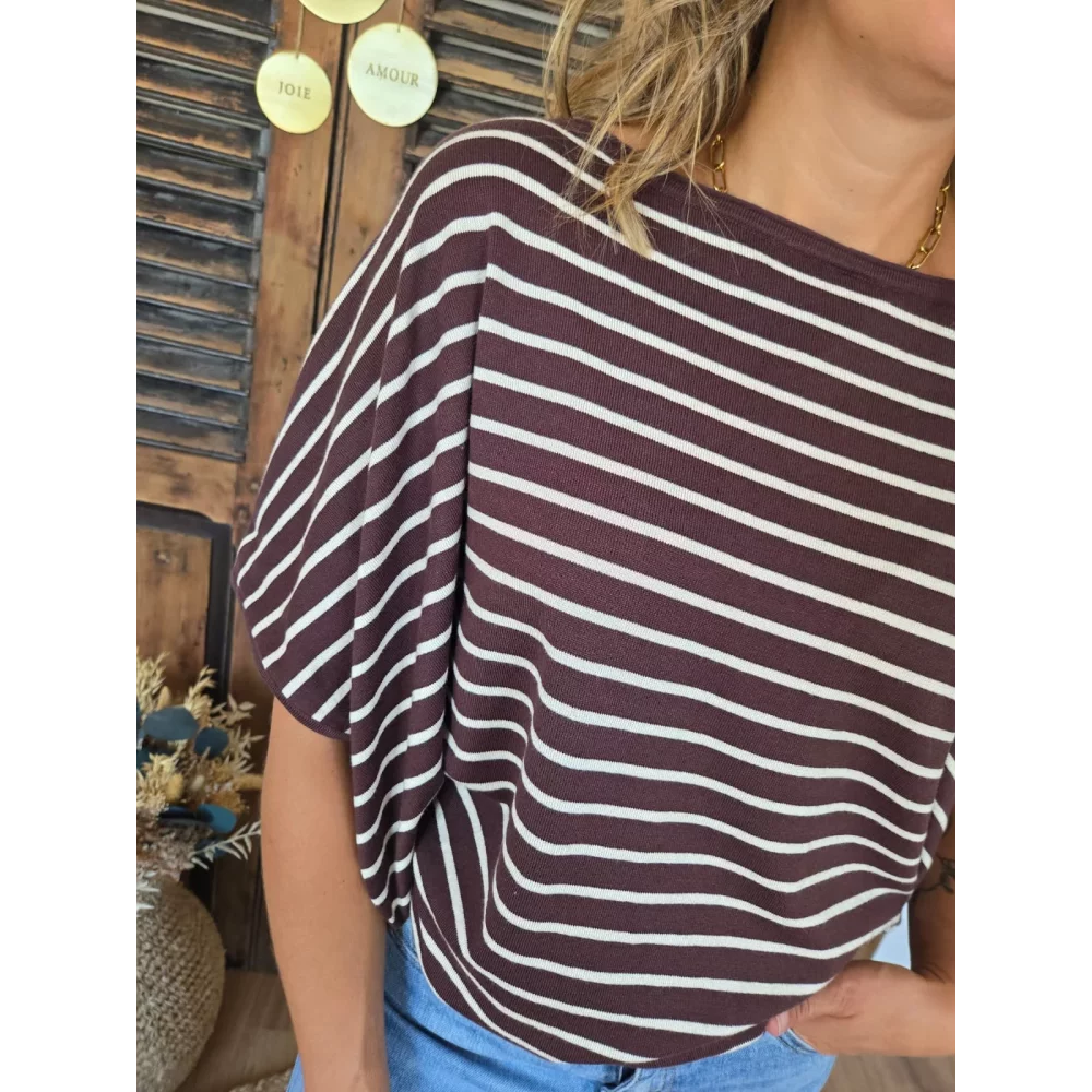 Pull fin Maxime choco rayé