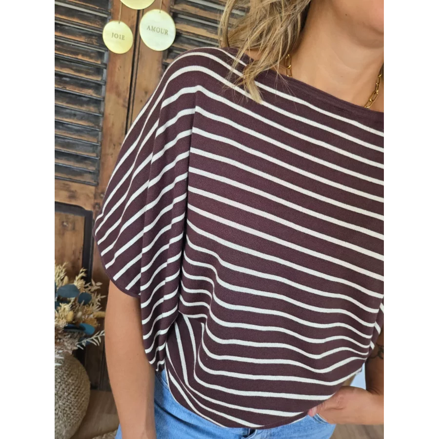 Pull fin Maxime choco rayé