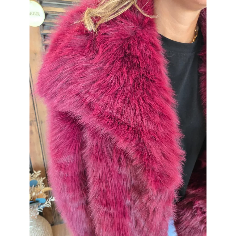 Veste Claudie fourrure bordeaux