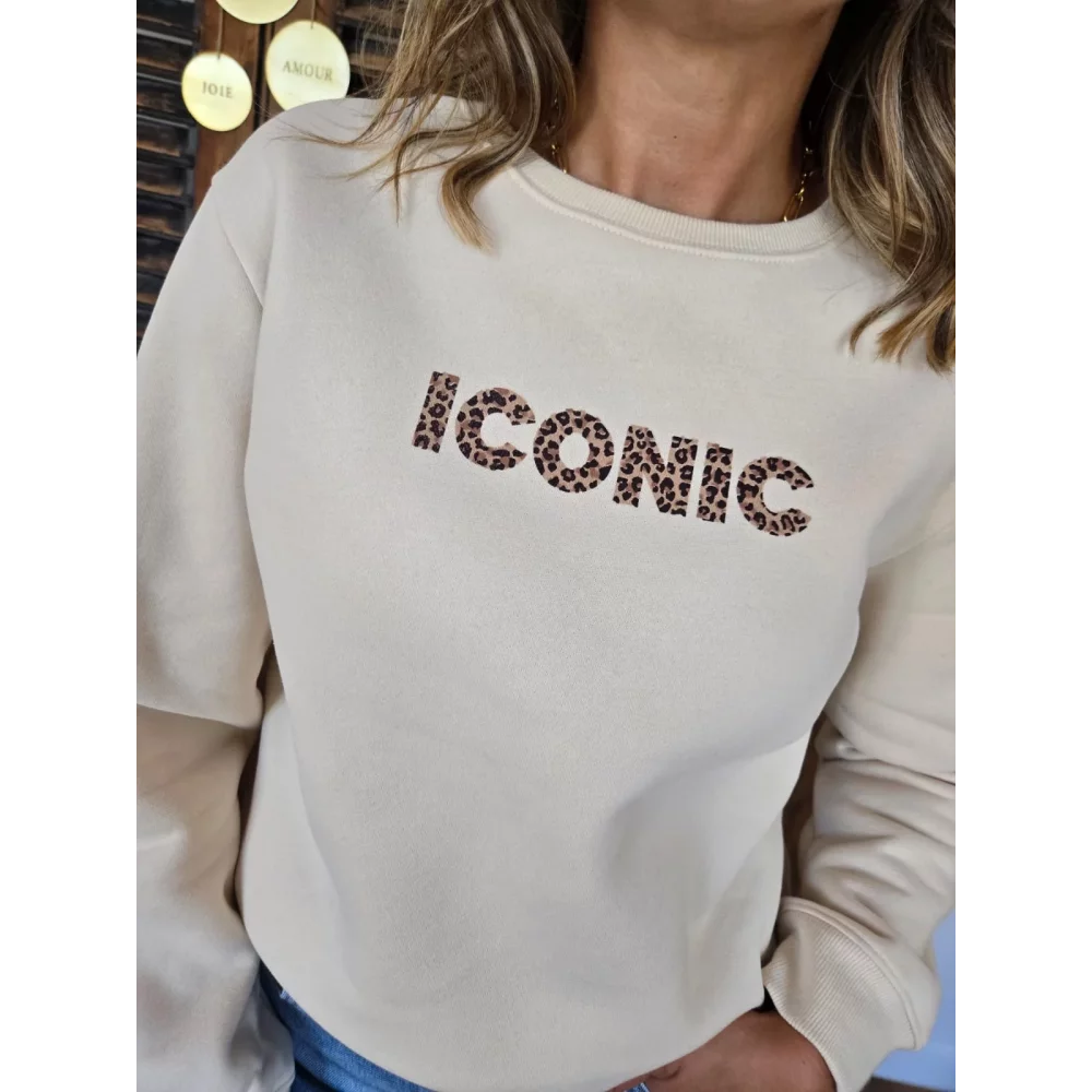Sweat beige Iconic leopard