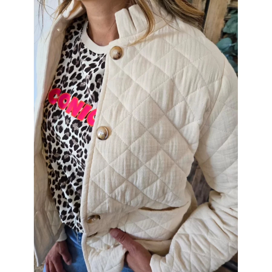 Veste Line beige matelassé gaze de coton