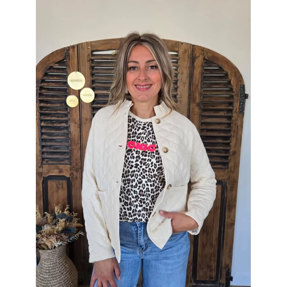 Veste Line beige matelassé gaze de coton