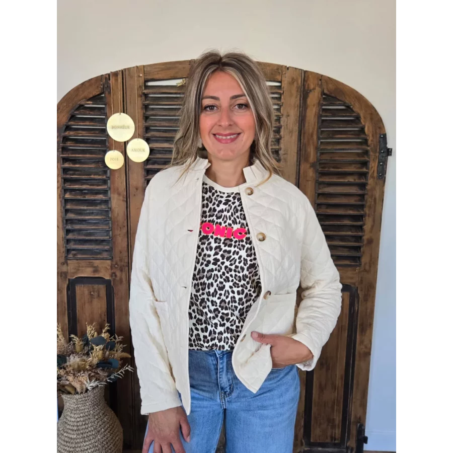 Veste Line beige matelassé gaze de coton
