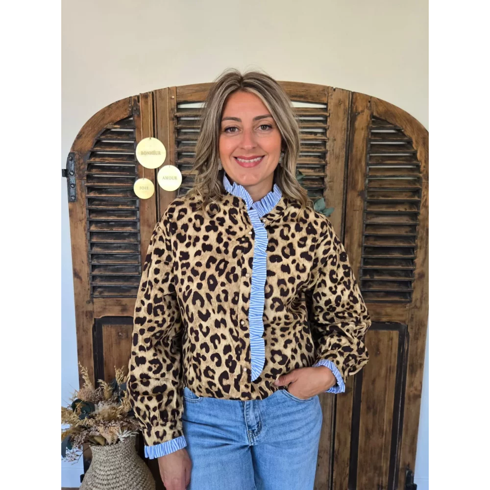 Chemise Julie leopard et biais rayé