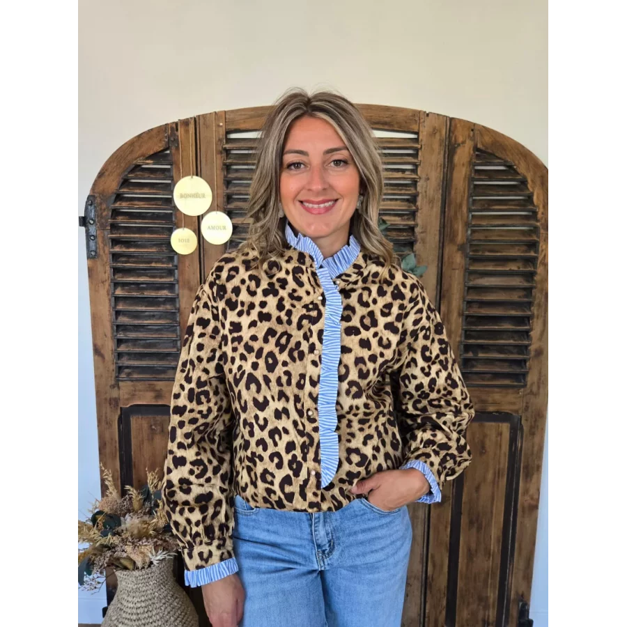 Chemise Julie leopard et biais rayé