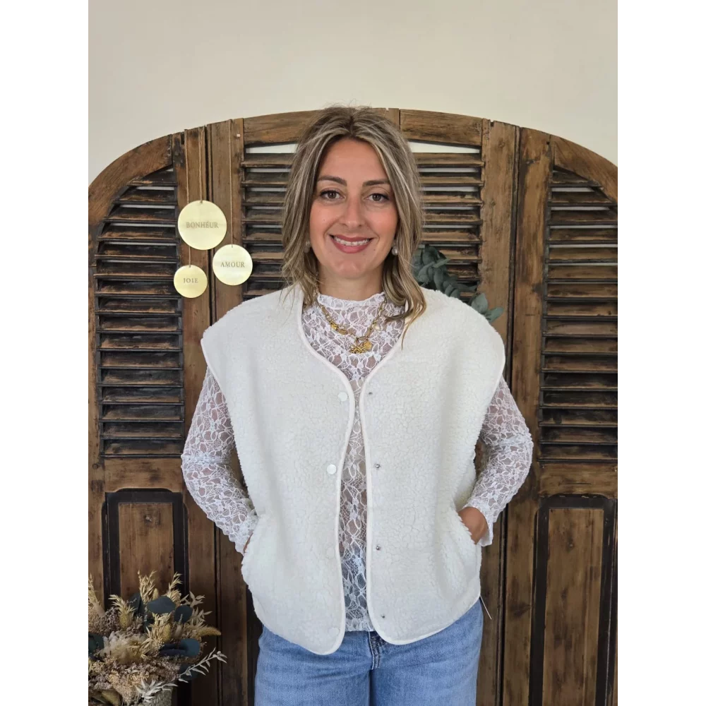 Gilet veste bouclette Charline ecru