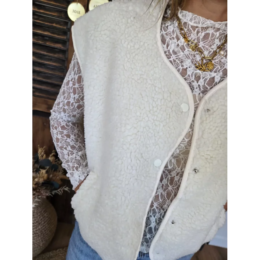 Gilet veste bouclette Charline ecru