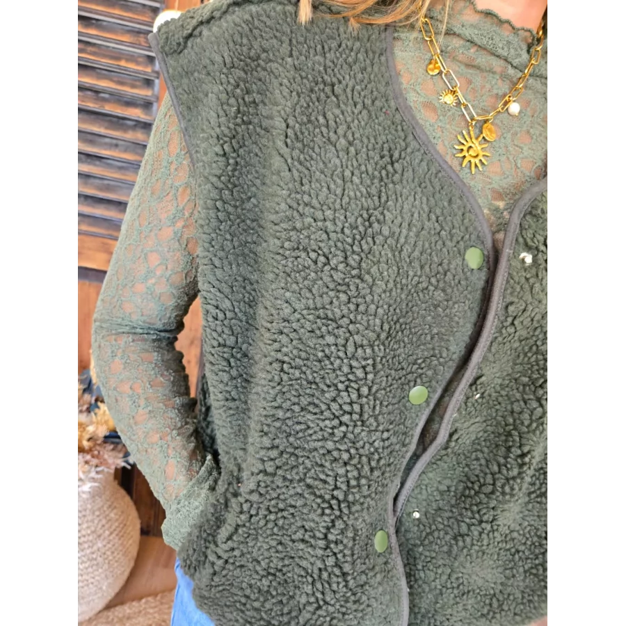 Gilet veste bouclette Charline kaki