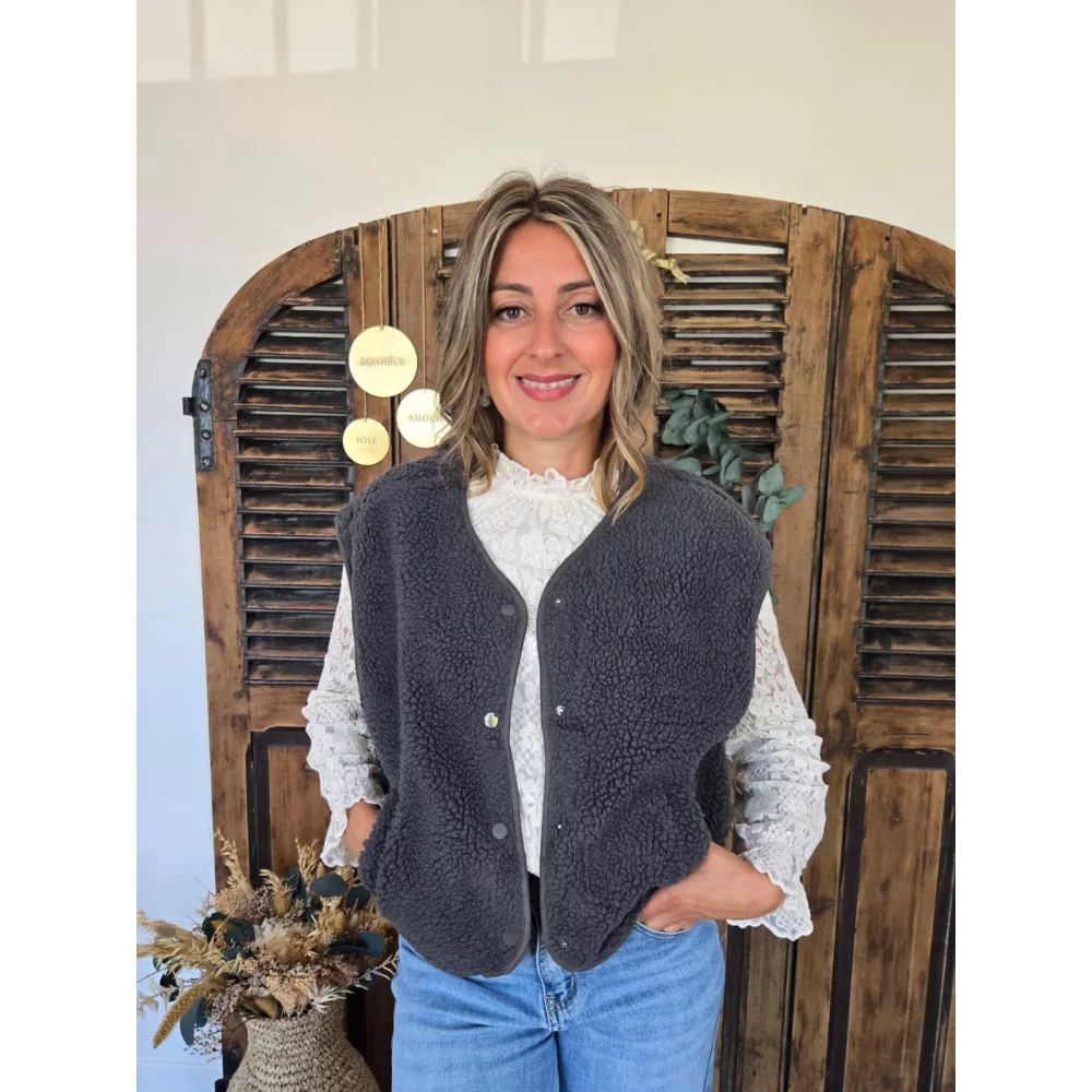 Gilet veste bouclette Charline gris