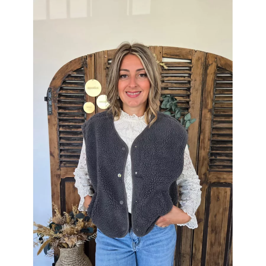 Gilet veste bouclette Charline gris