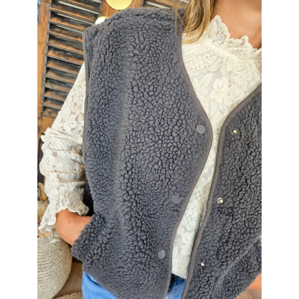 Gilet veste bouclette Charline gris