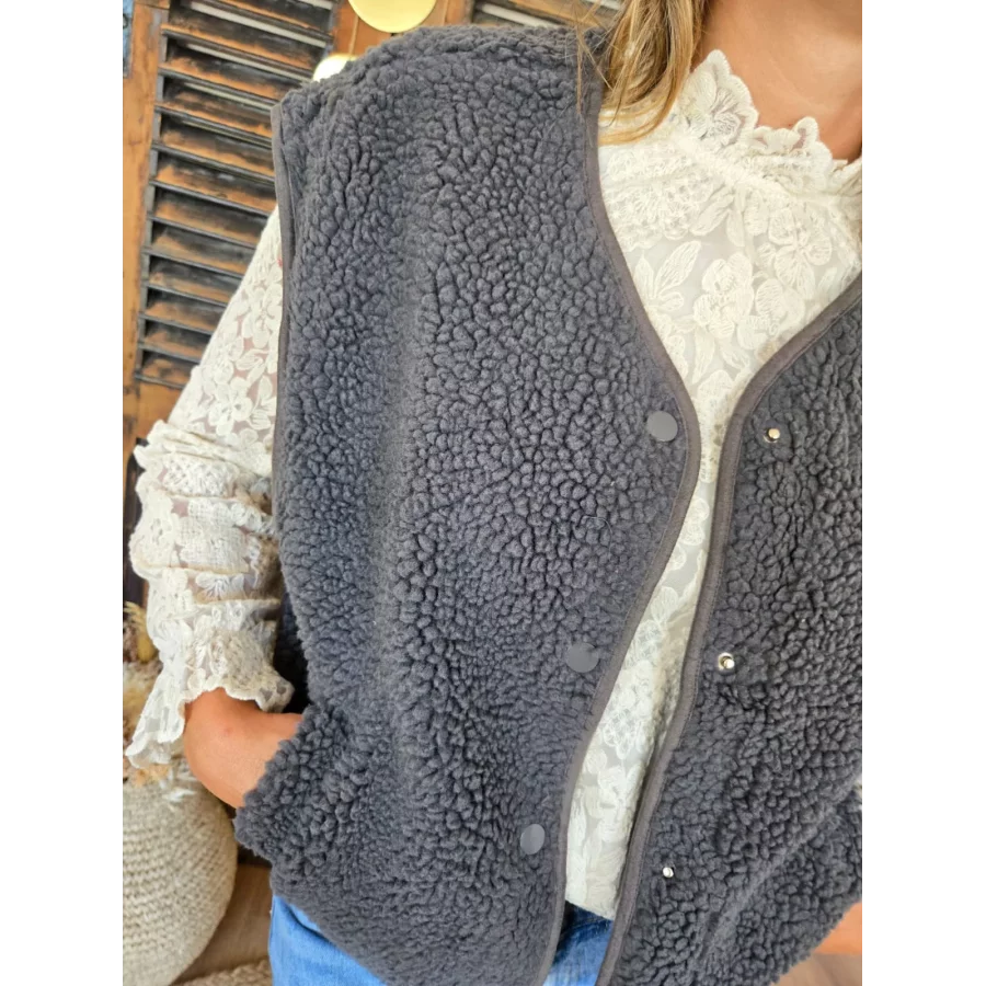 Gilet veste bouclette Charline gris