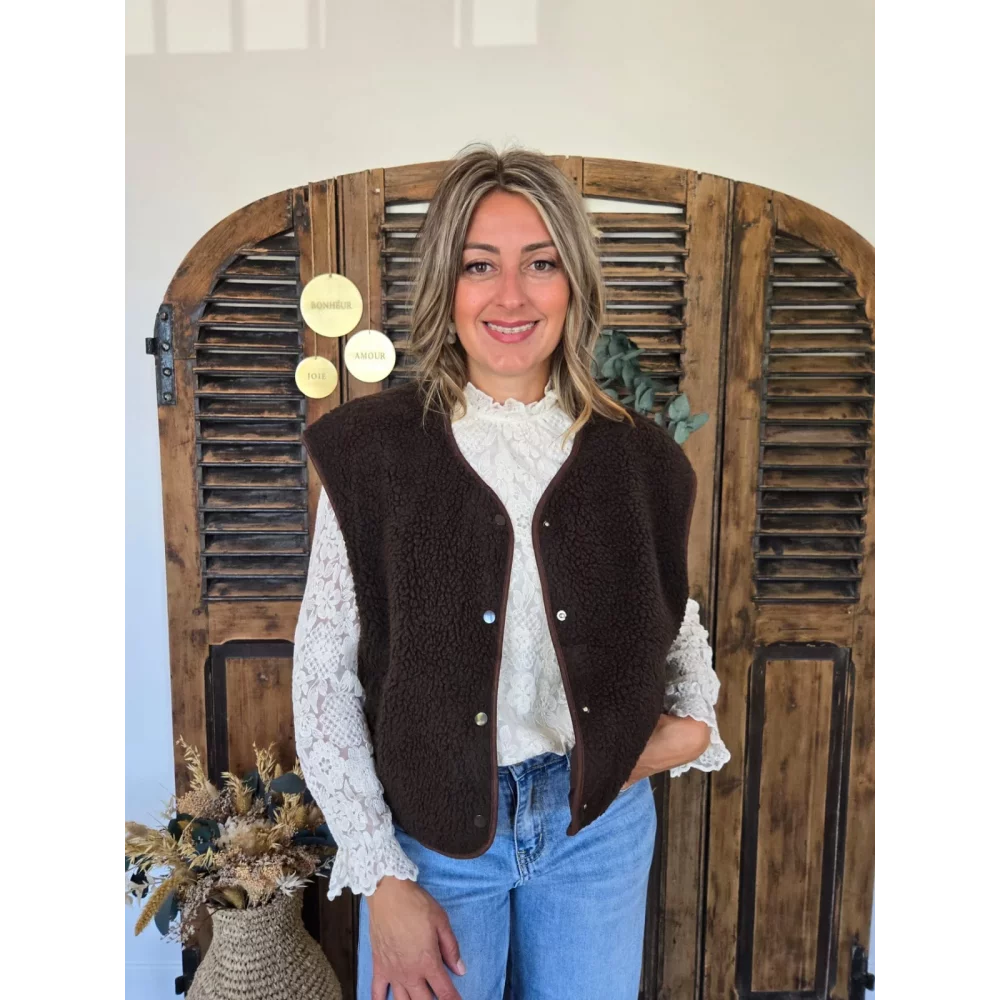 Gilet veste bouclette Charline choco