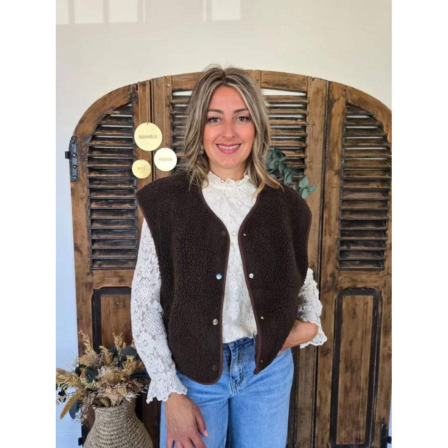 Gilet veste bouclette Charline choco