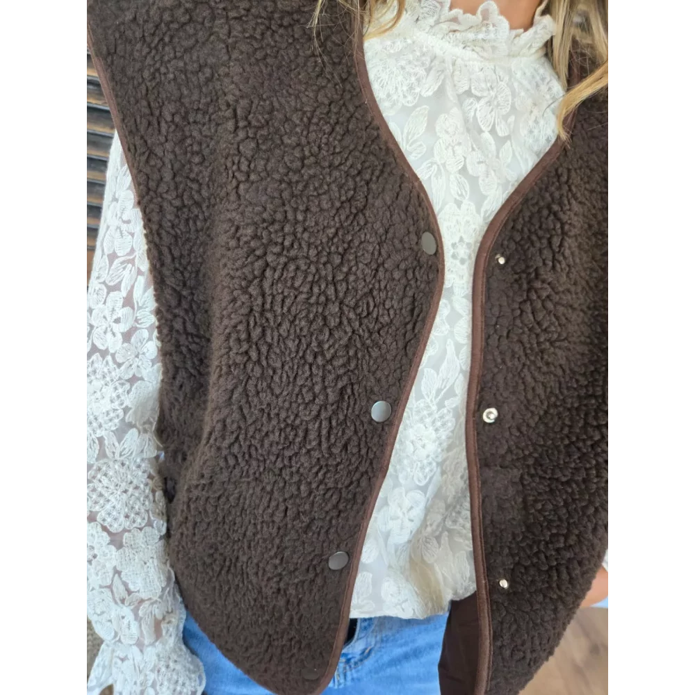 Gilet veste bouclette Charline choco