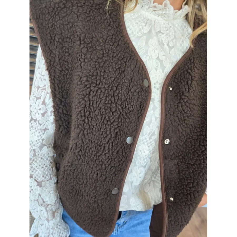 Gilet veste bouclette Charline choco